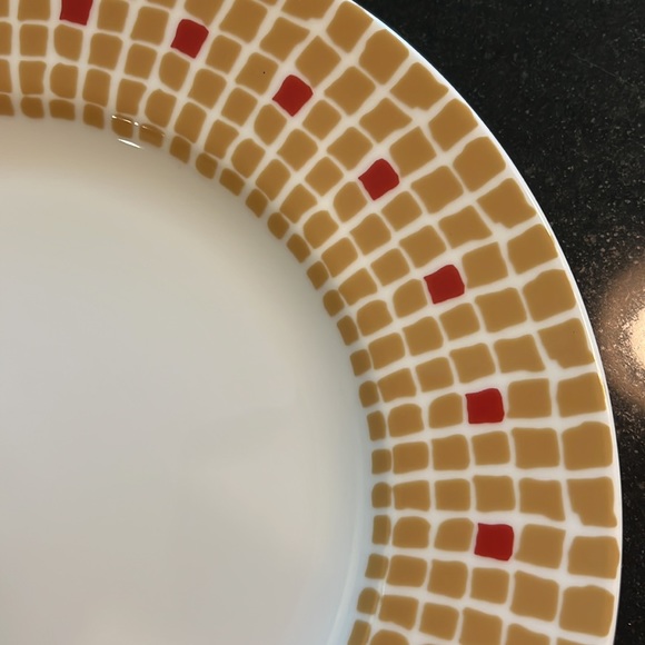 RED & GOLD MOSAIC SALAD PLATE 8 1/8" by BRIDGET DOBSON - Picture 8 of 9
